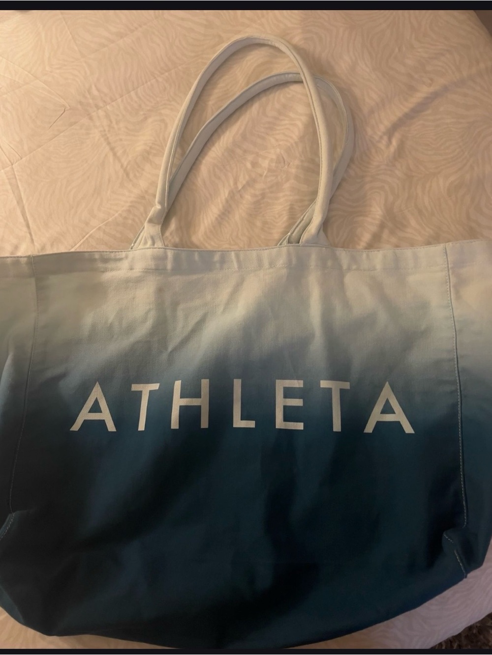 Athleta Ombre Teal Canvas Tote